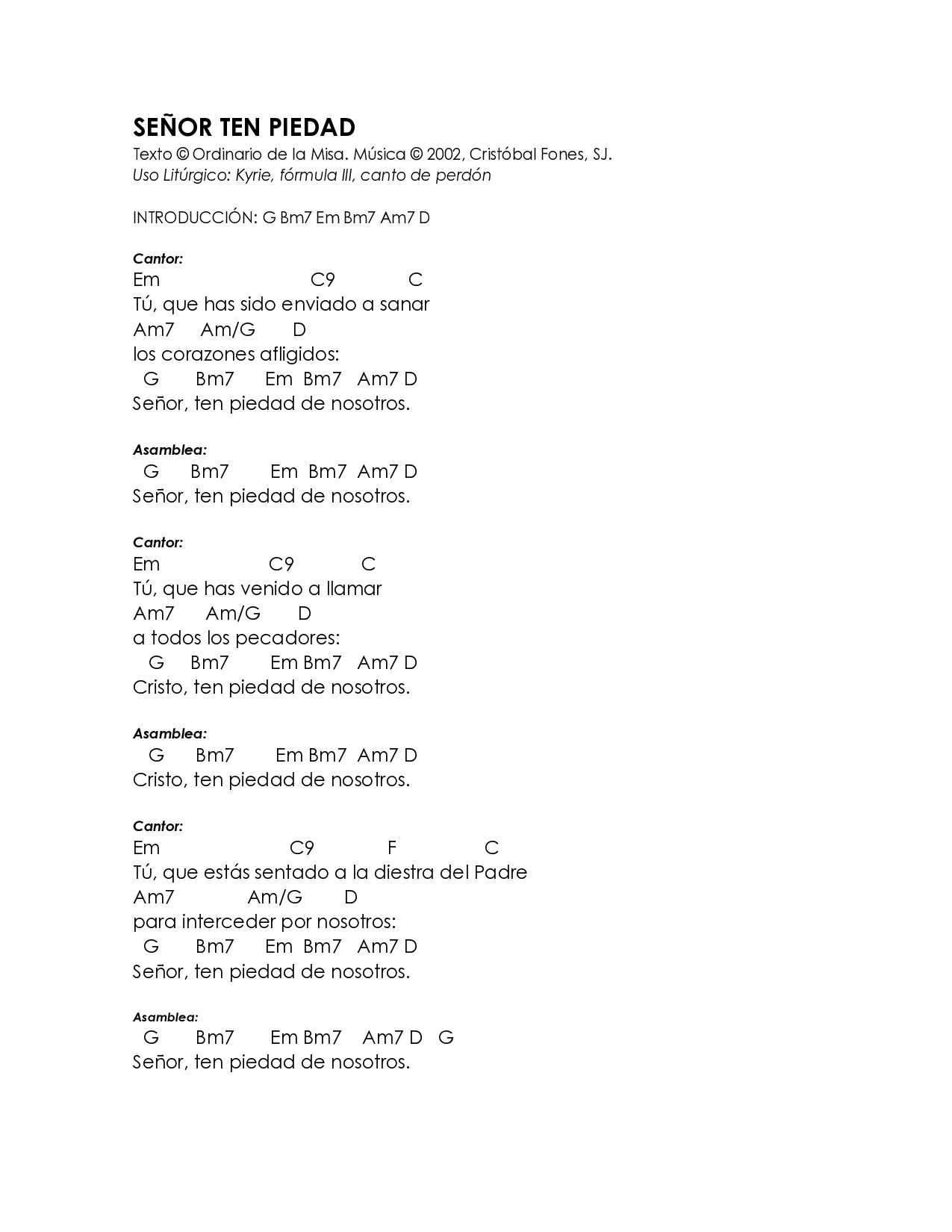 Señor, ten piedad (Cristóbal Fones), página 1